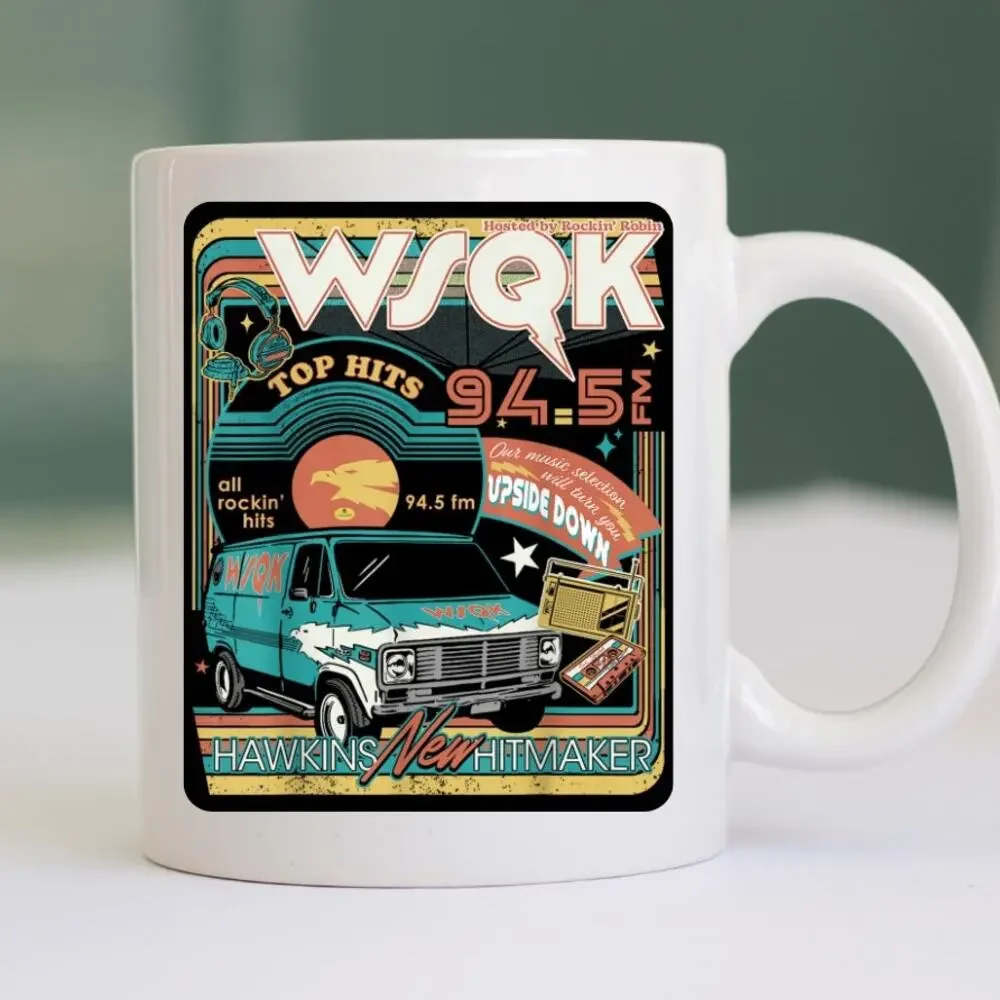 StrangerThing WSQK 94.5 Radio 15 oz Coffee Mug Gift White - Picture 1 of 2